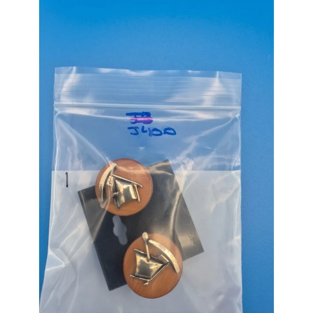 Vintage Swank Cufflinks Wood Gold Sailboat Nautical Boat Mid Century Jewelry